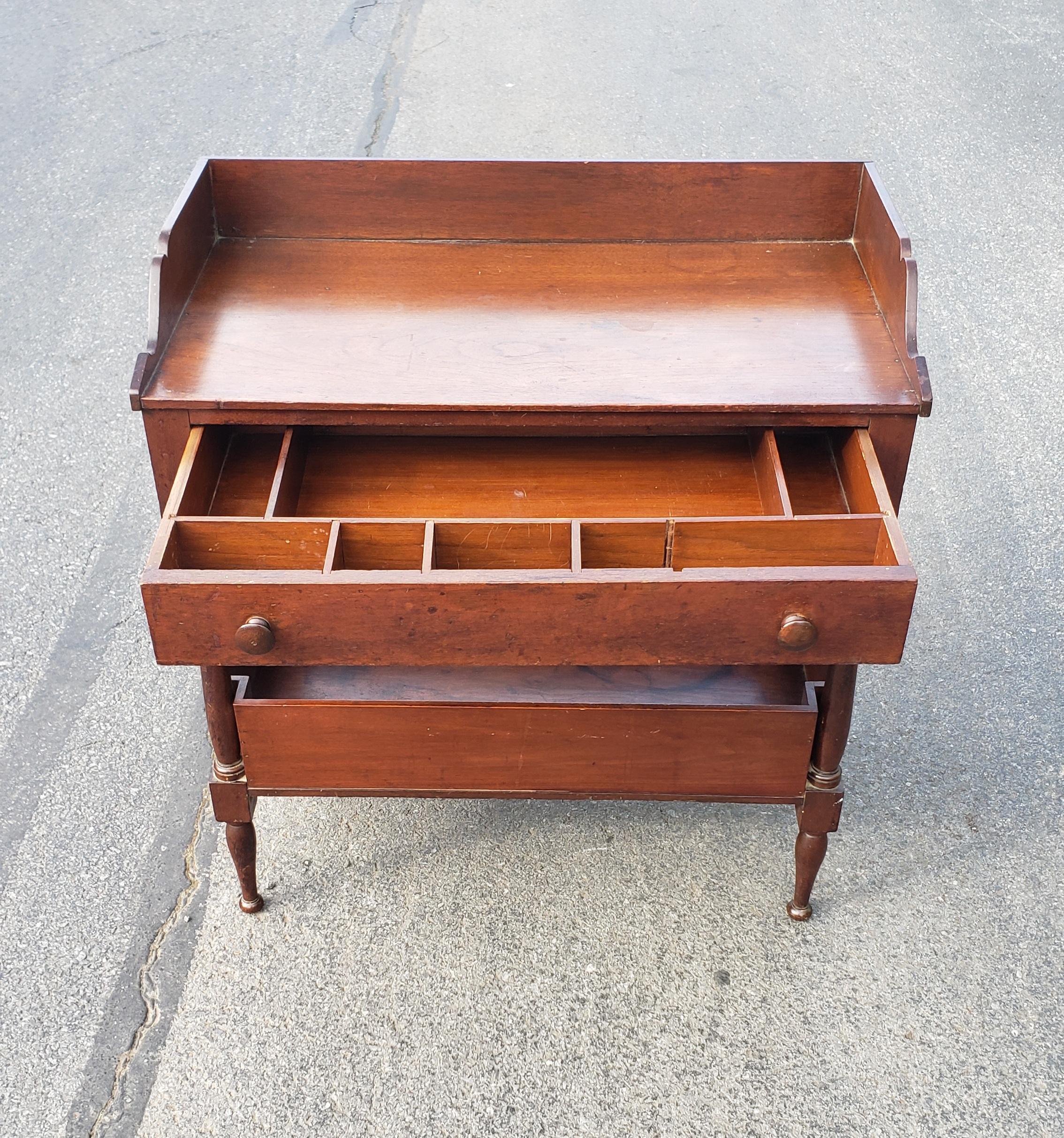 American Colonial 19th Century Walnut Tiered Washstand or Work Table with Drawer and Open Storage For Sale
