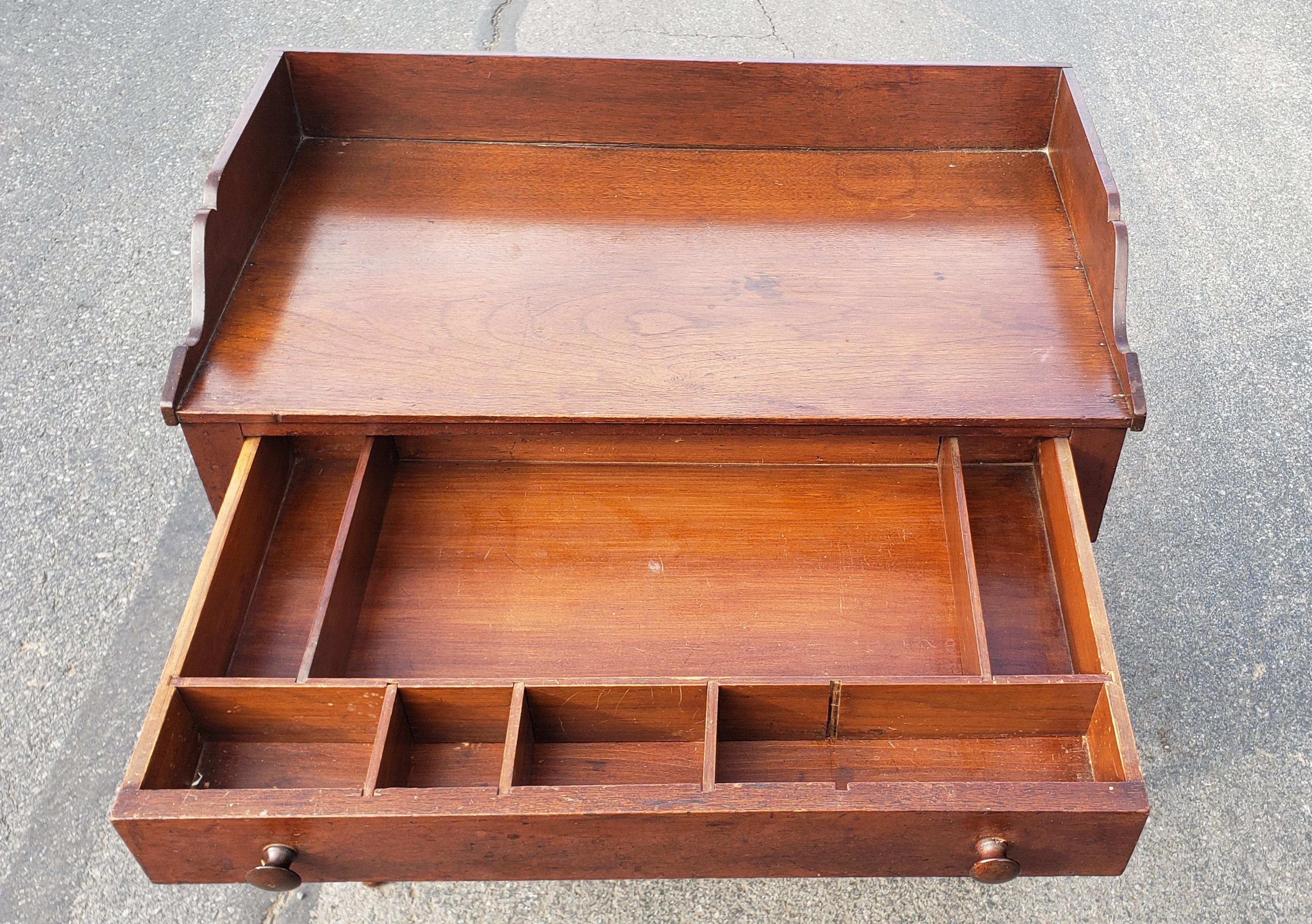Hand-Crafted 19th Century Walnut Tiered Washstand or Work Table with Drawer and Open Storage For Sale