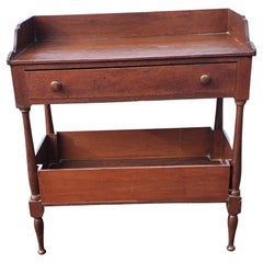 Antique 19th Century Walnut Tiered Washstand or Work Table with Drawer and Open Storage