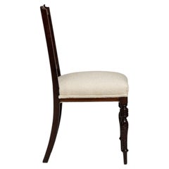 19th Century Walnut Victorian Mahogany Chair with Upholstered Seat