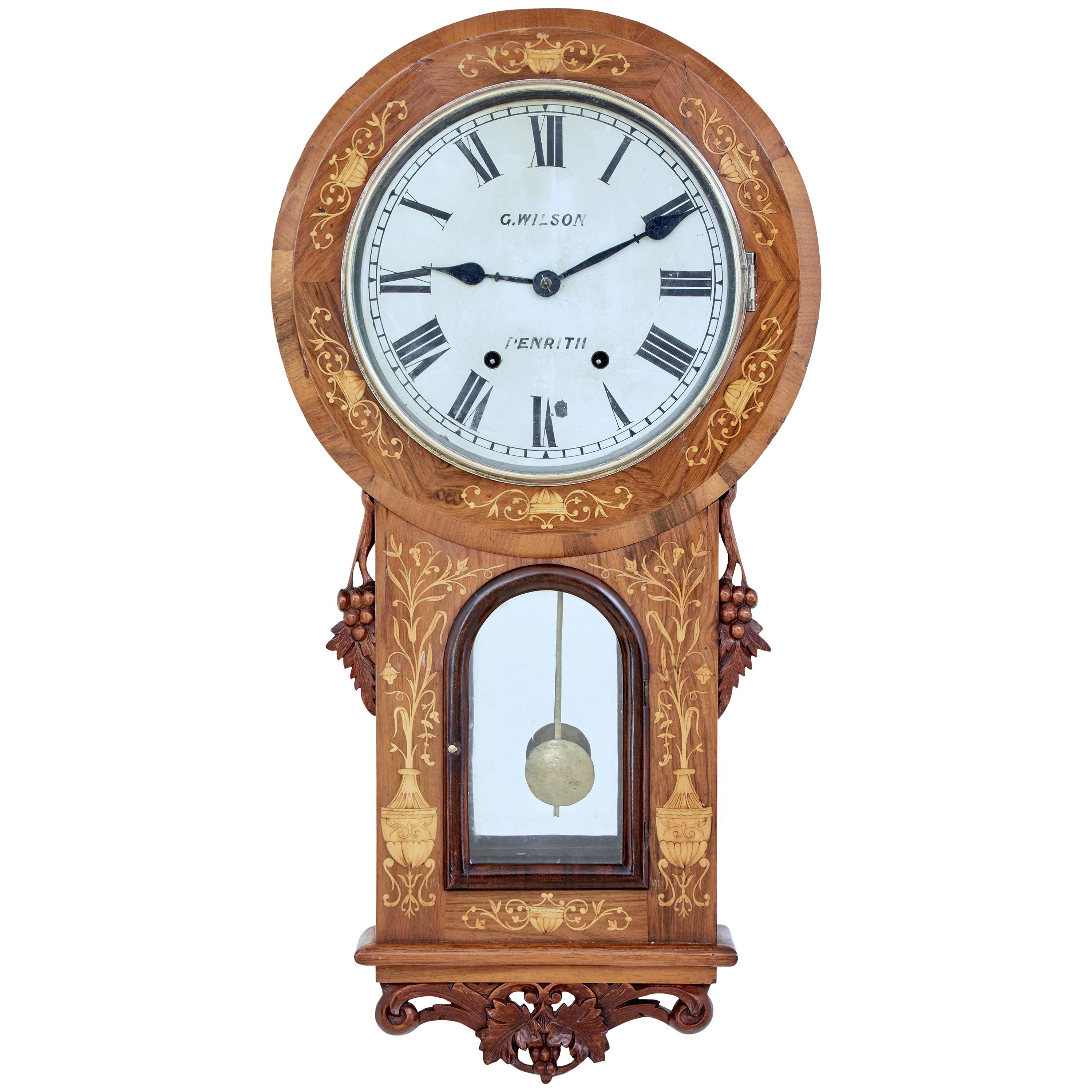19th Century Walnut Wall Clock with Seth Thomas Movement