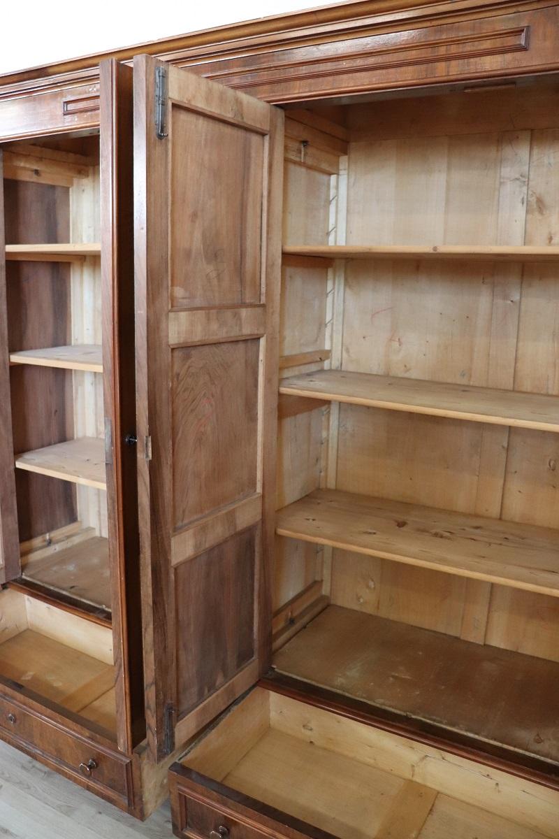 19th Century Walnut Wood Antique Large Wardrobe Four Doors 7