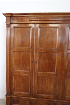 19th Century Walnut Wood Antique Large Wardrobe Four Doors
