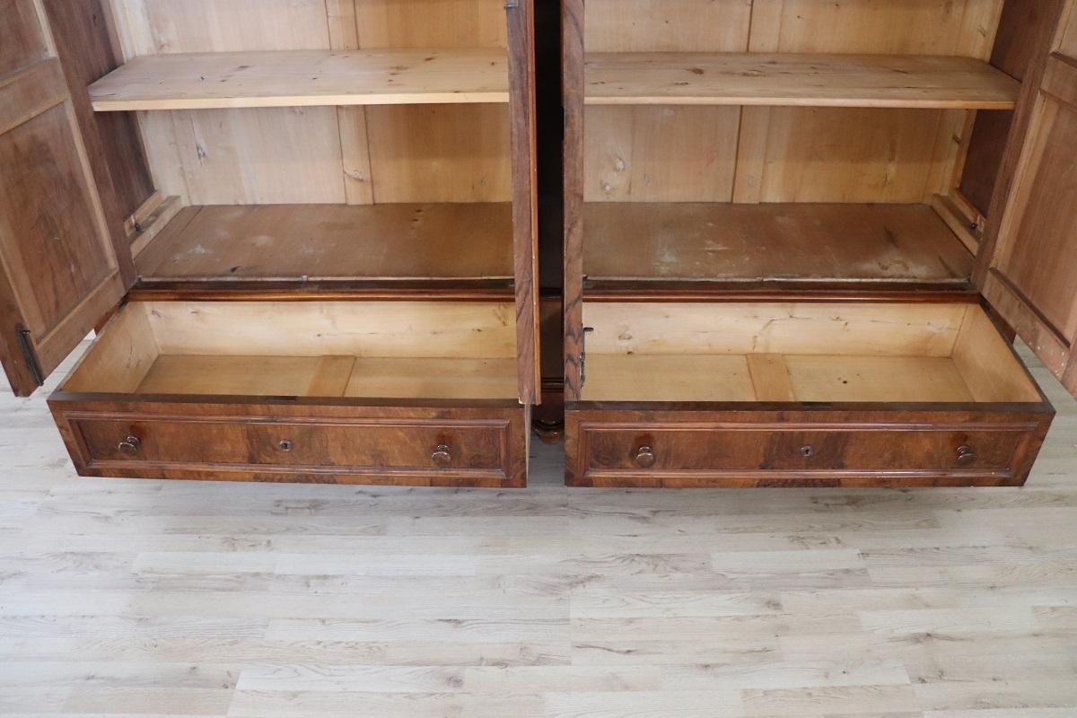 19th Century Walnut Wood Antique Large Wardrobe Four Doors 4