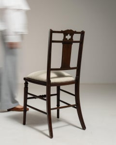 19th Century Walnut Wood Edwardian Chair with Upholstered Seat
