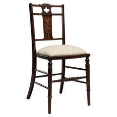 19th Century Walnut Wood Edwardian Chair with Upholstered Seat