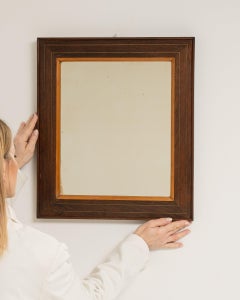 19th Century Walnut Wood Mahogany Mirror with Brass Details