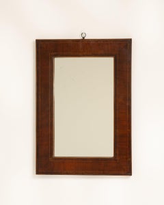 19th Century Walnut Wood Mahogany Mirror with Brass Details