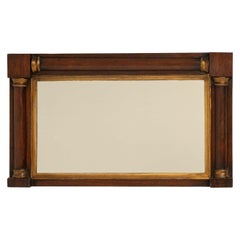 19th Century Walnut Wood Mahogany Mirror with Brass Details