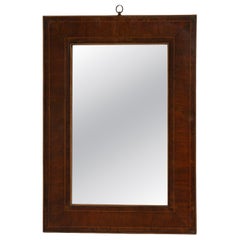 19th Century Walnut Wood Mahogany Mirror with Brass Details