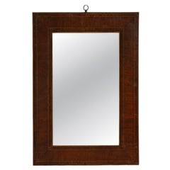 19th Century Walnut Wood Mahogany Mirror with Brass Details