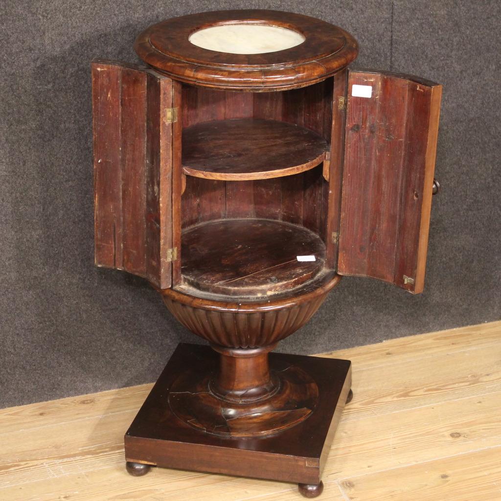 19th Century Walnut Wood Marble Top Genoese Antique Goblet Side Table, 1820 For Sale 3