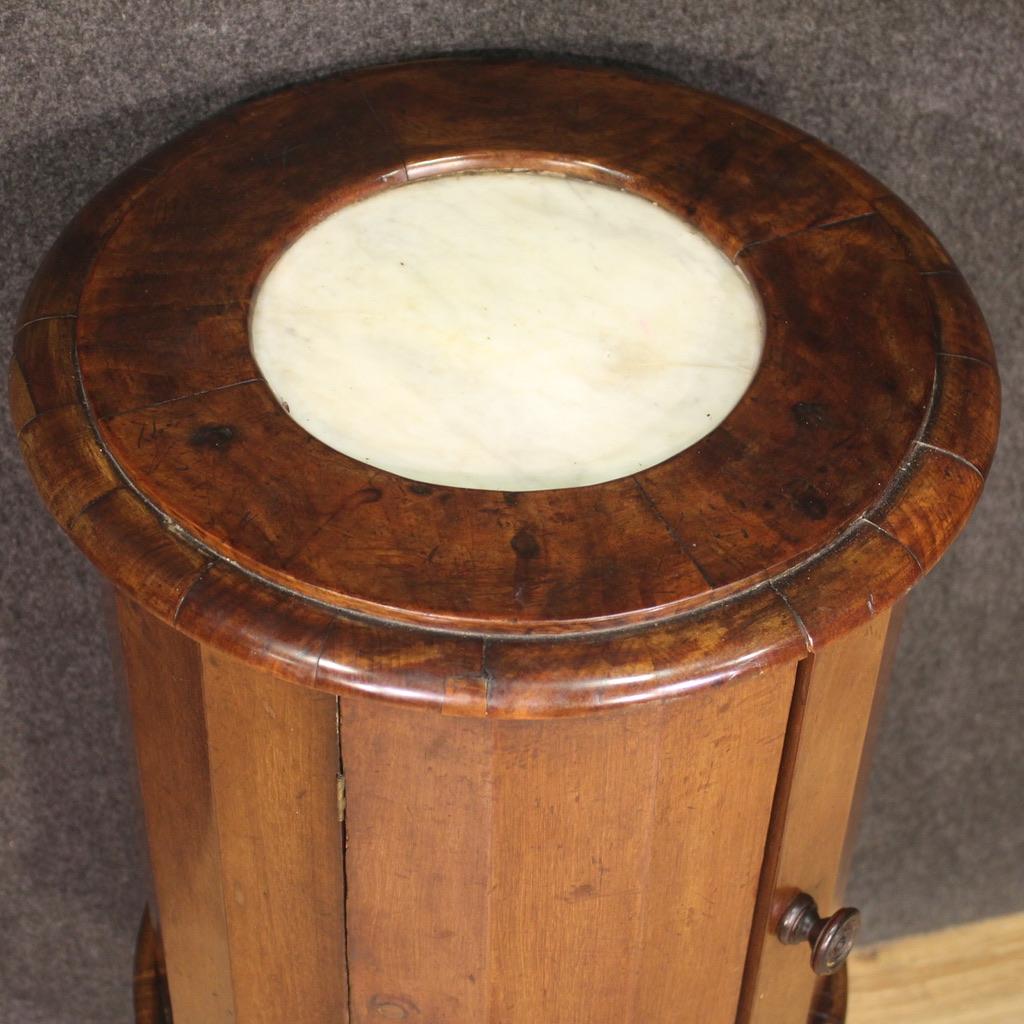 19th Century Walnut Wood Marble Top Genoese Antique Goblet Side Table, 1820 For Sale 5