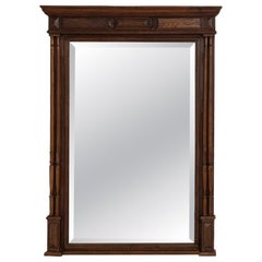 19th Century Neo-Renaissance Mirror, Dark Walnut Wood, French Design