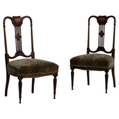 19th Century Walnut Wood Pair of Mahogany Hepplewhite Revival Chairs