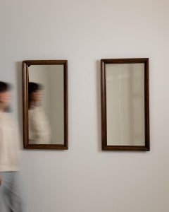 19th Century Walnut Wood Pair of Oak Mirrors in Original Patina