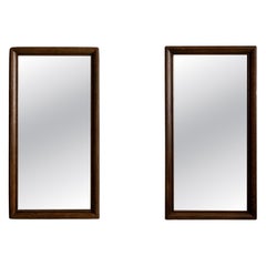 19th Century Walnut Wood Pair of Oak Mirrors in Original Patina