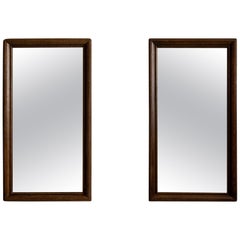19th Century Walnut Wood Pair of Oak Mirrors in Original Patina