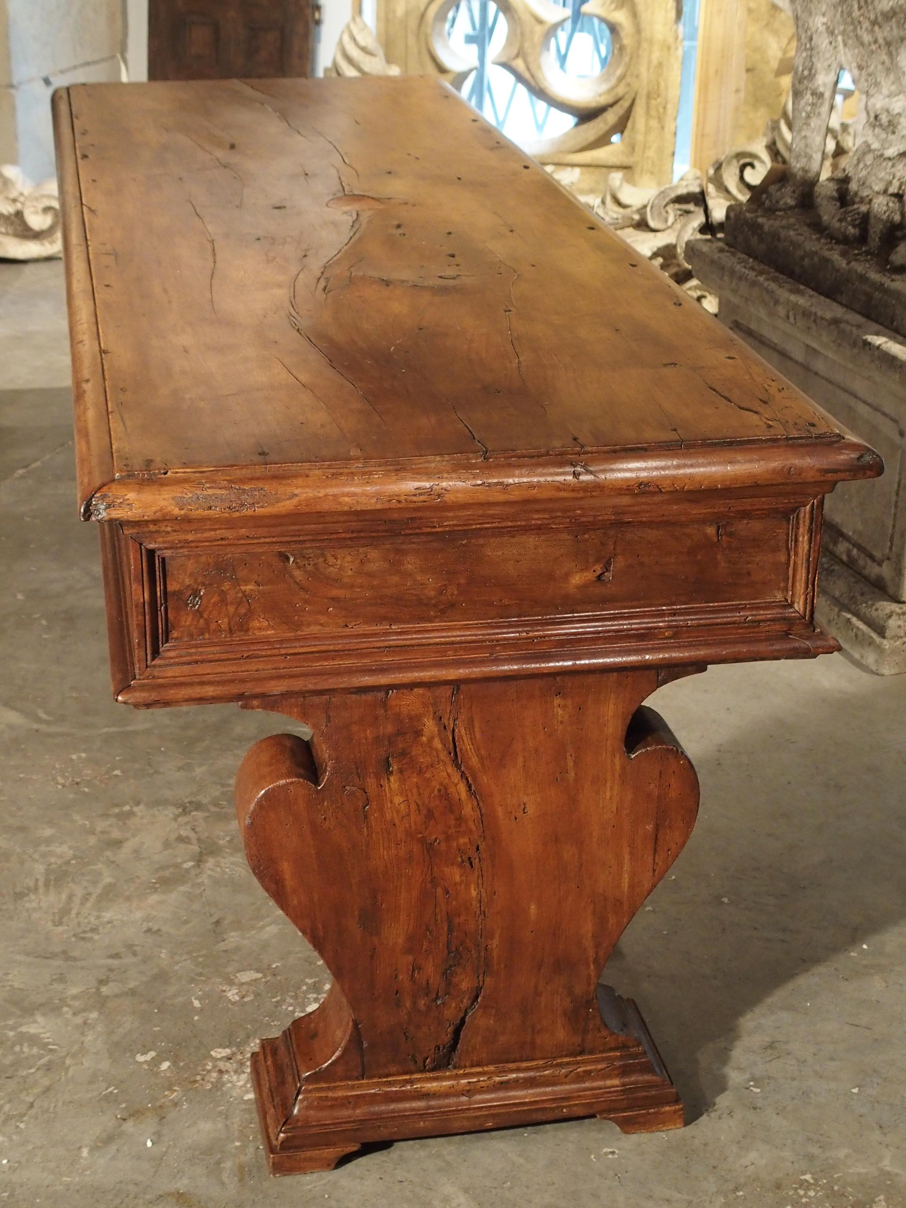 Italian 19th Century Walnut Wood Refectory Table from Italy