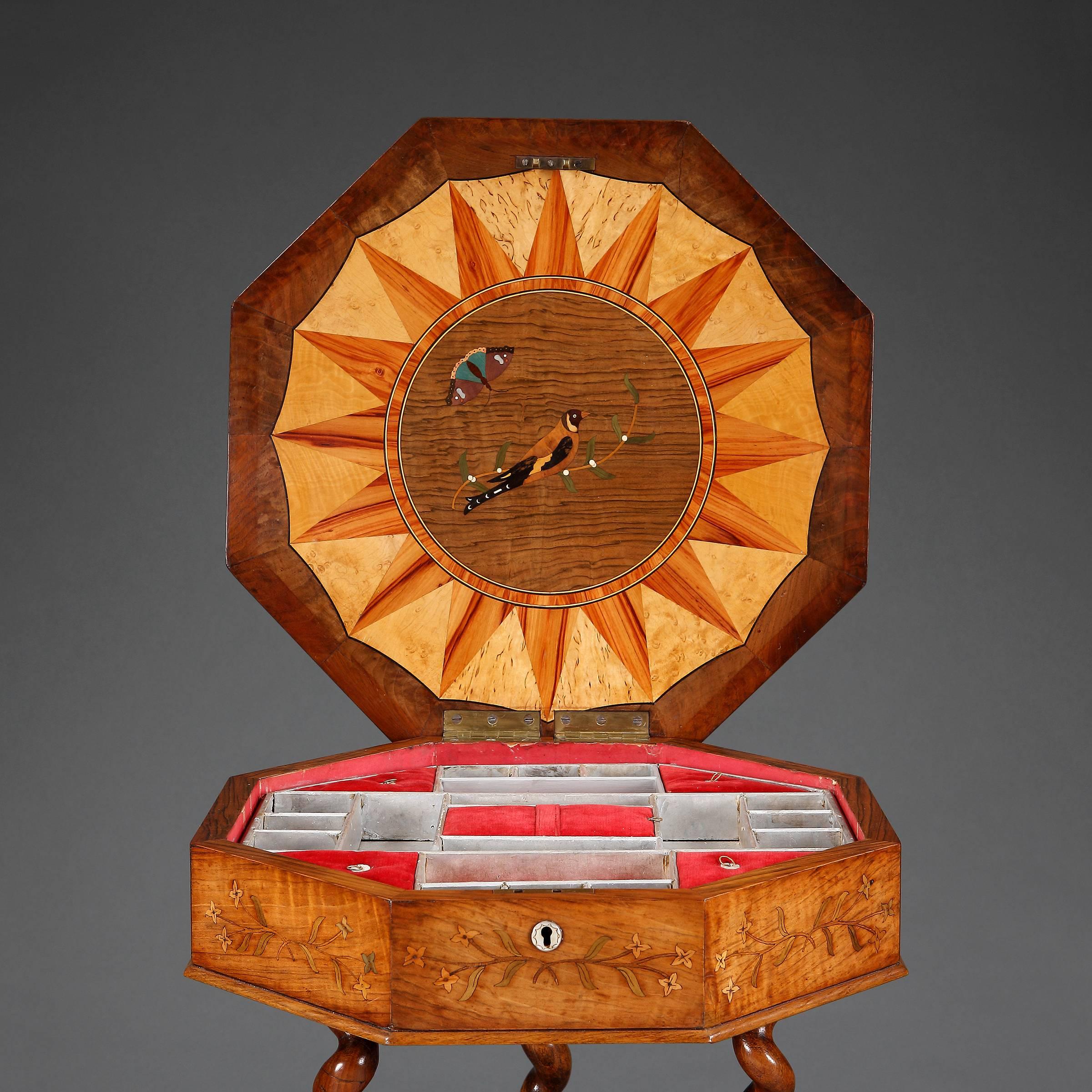 Marquetry 19th Century Walnut Work Table