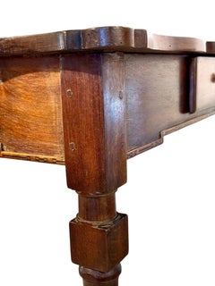 19th Century Walnut Writing Table with Scalloped Top and Single Drawer