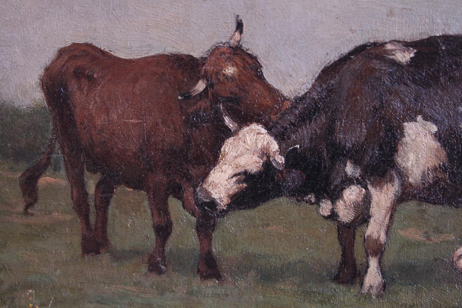 British 19th Century Walter Biddlecombe Cows Painting