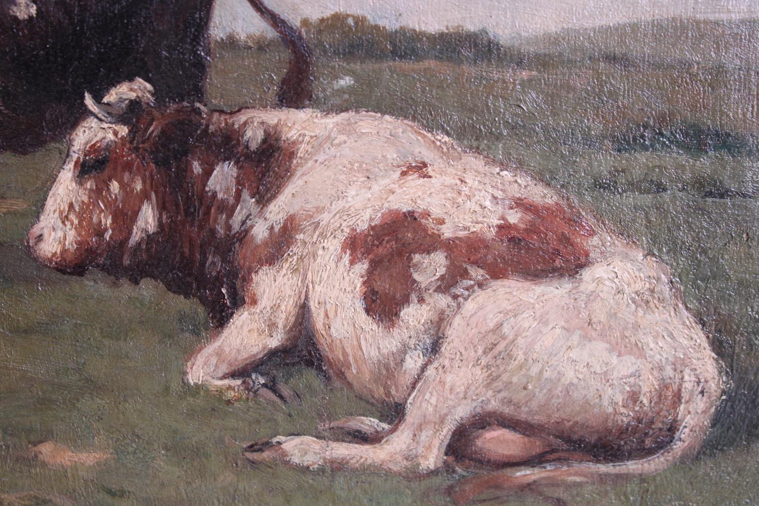 19th Century Walter Biddlecombe Cows Painting In Good Condition In Marseille, FR