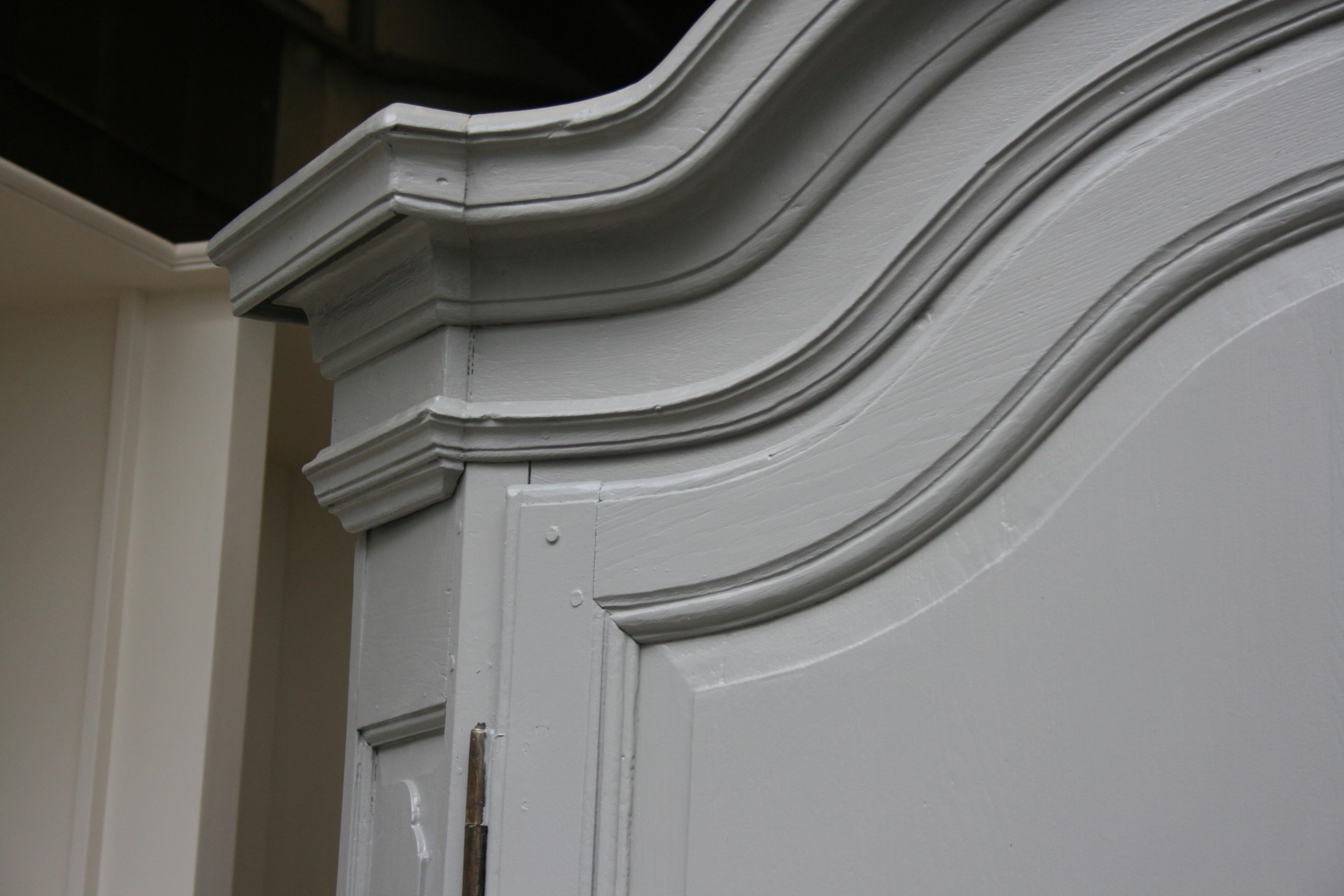 19th Century Wardrobe Made of Oak, Grey Painted 1