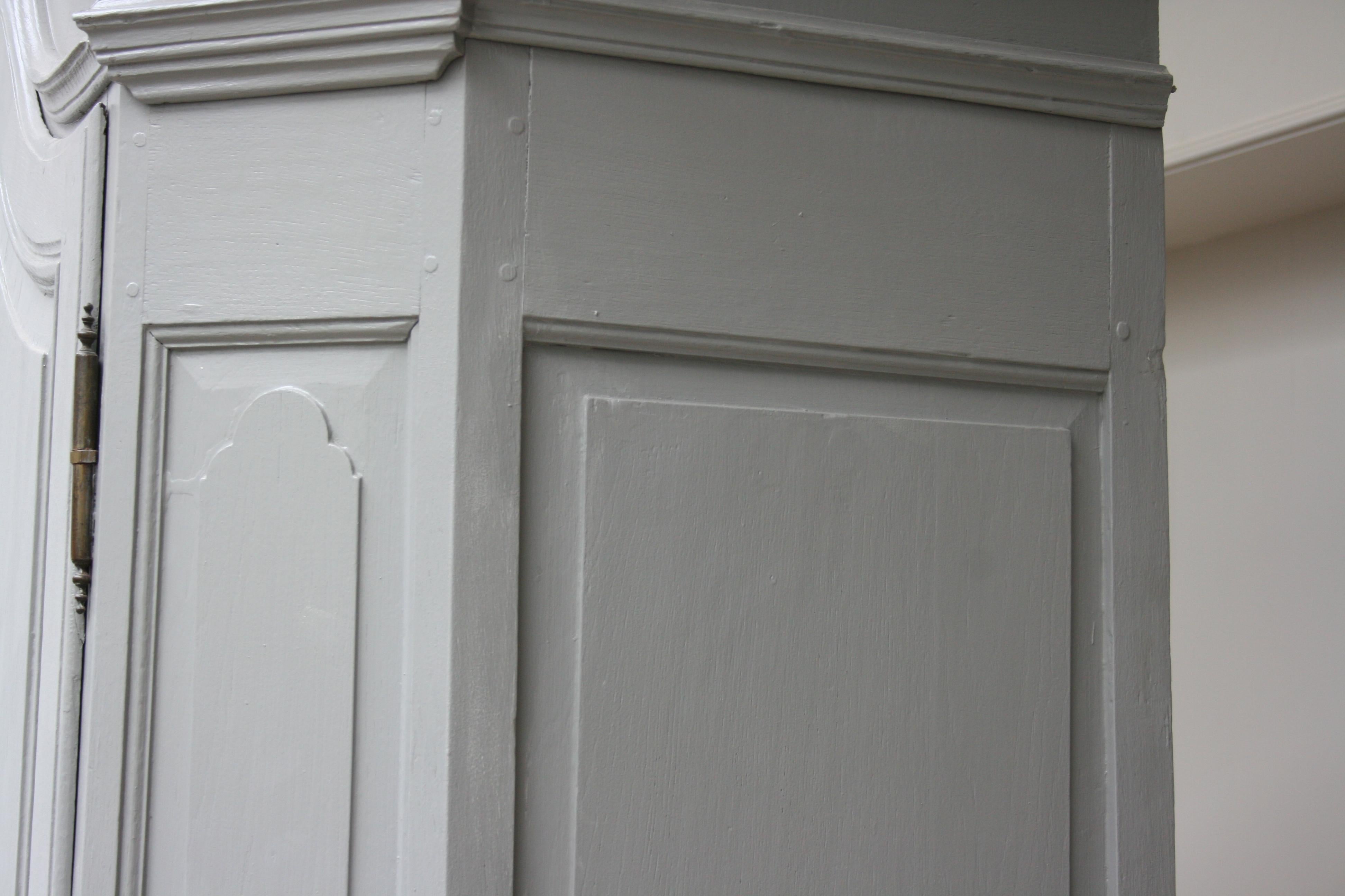 19th Century Wardrobe Made of Oak, Grey Painted 4