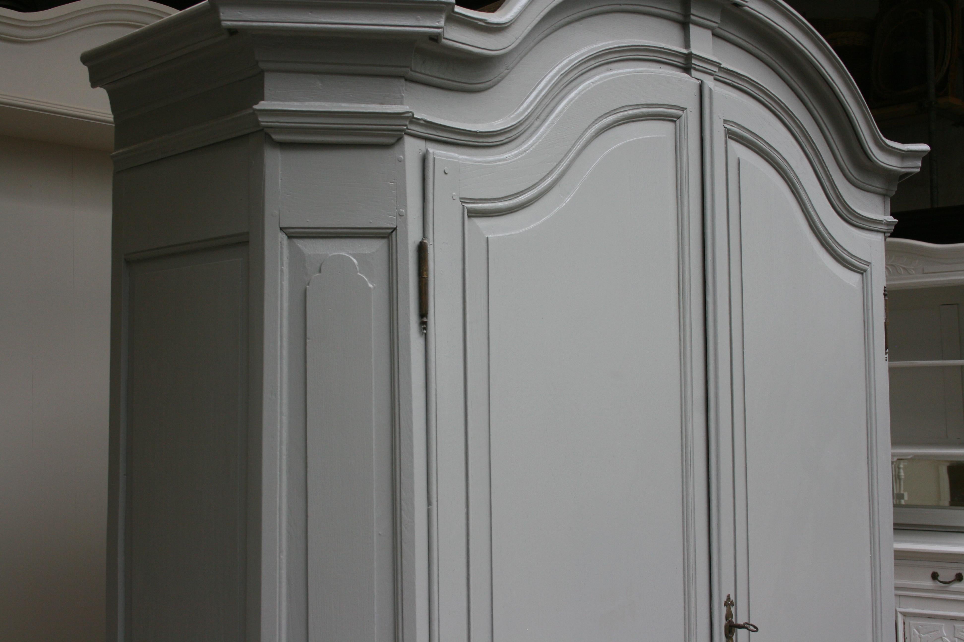 19th Century Wardrobe Made of Oak, Grey Painted 7