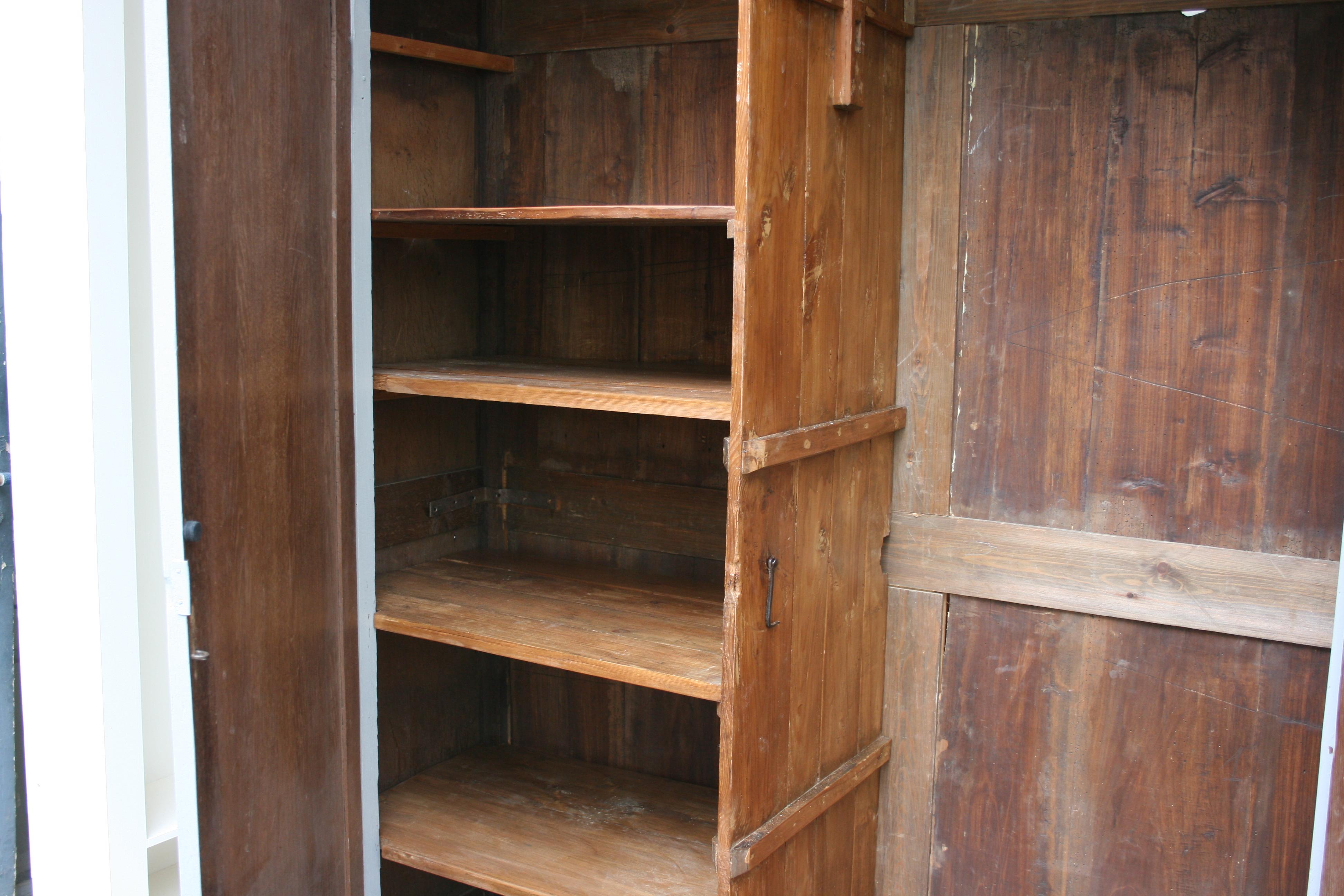 19th Century Wardrobe Made of Oak, Grey Painted 9