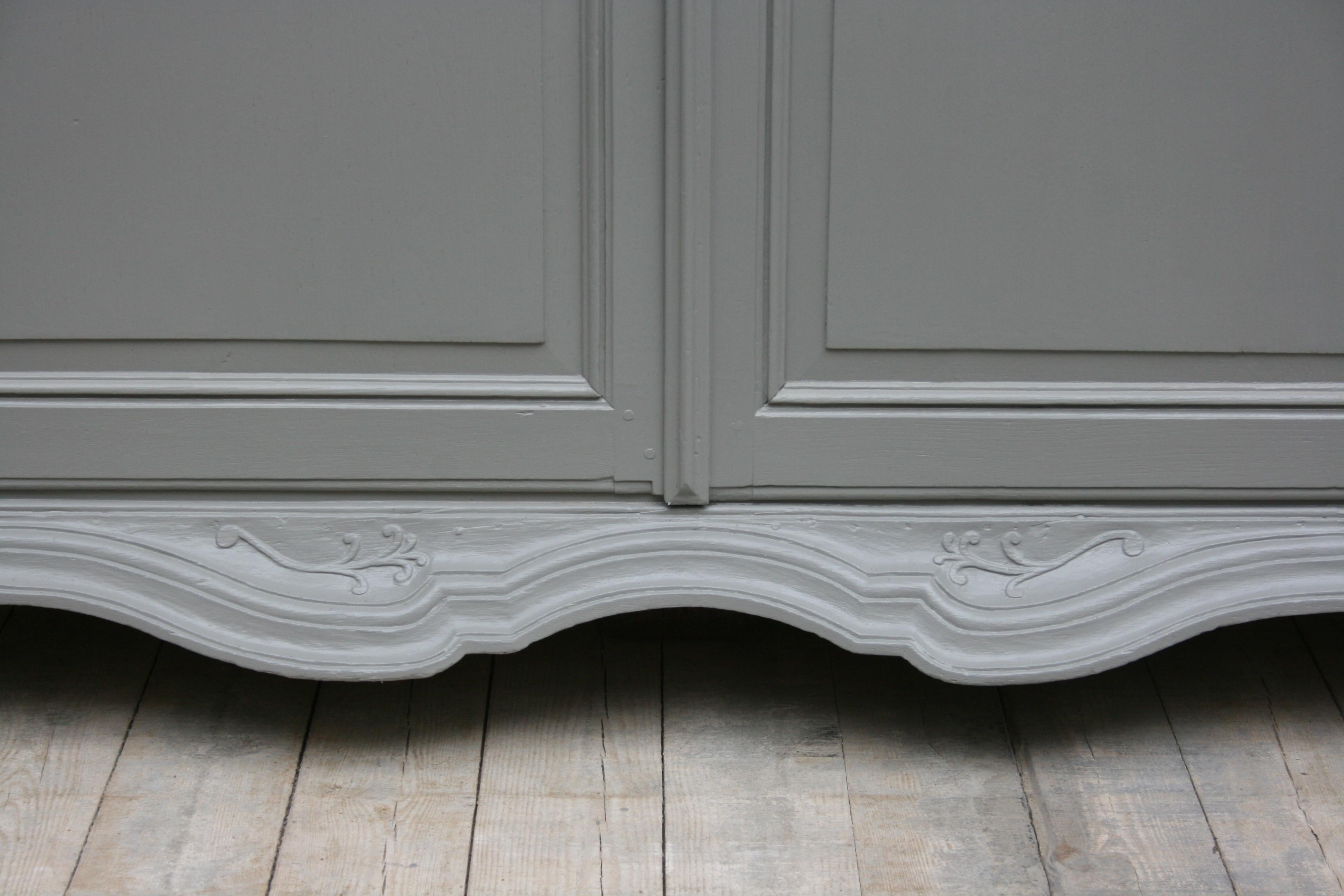 European 19th Century Wardrobe Made of Oak, Grey Painted