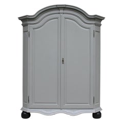 19th Century Wardrobe Made of Oak, Grey Painted