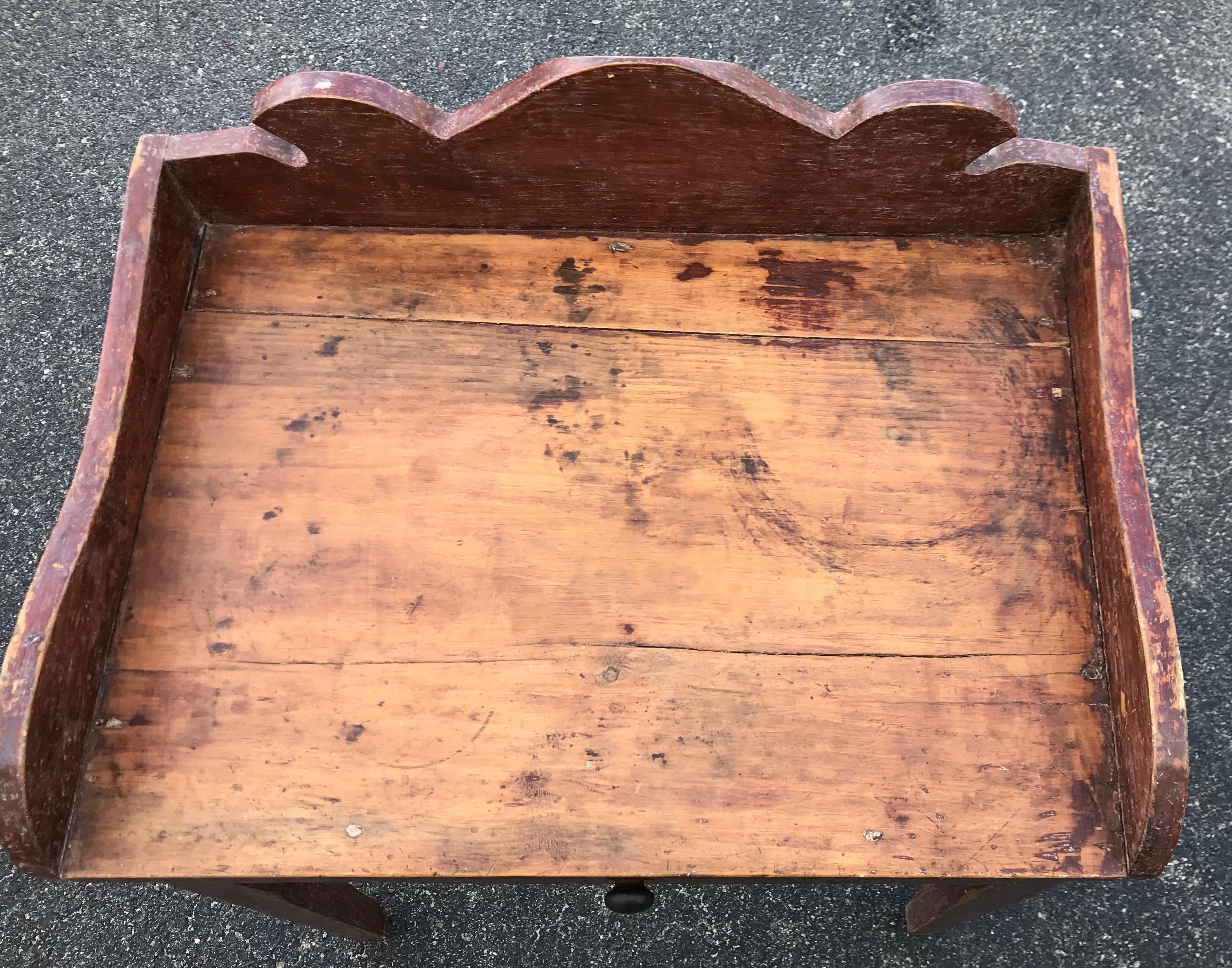 Canadian 19th Century Washstand with Shaped Backsplash in Old Red Paint
