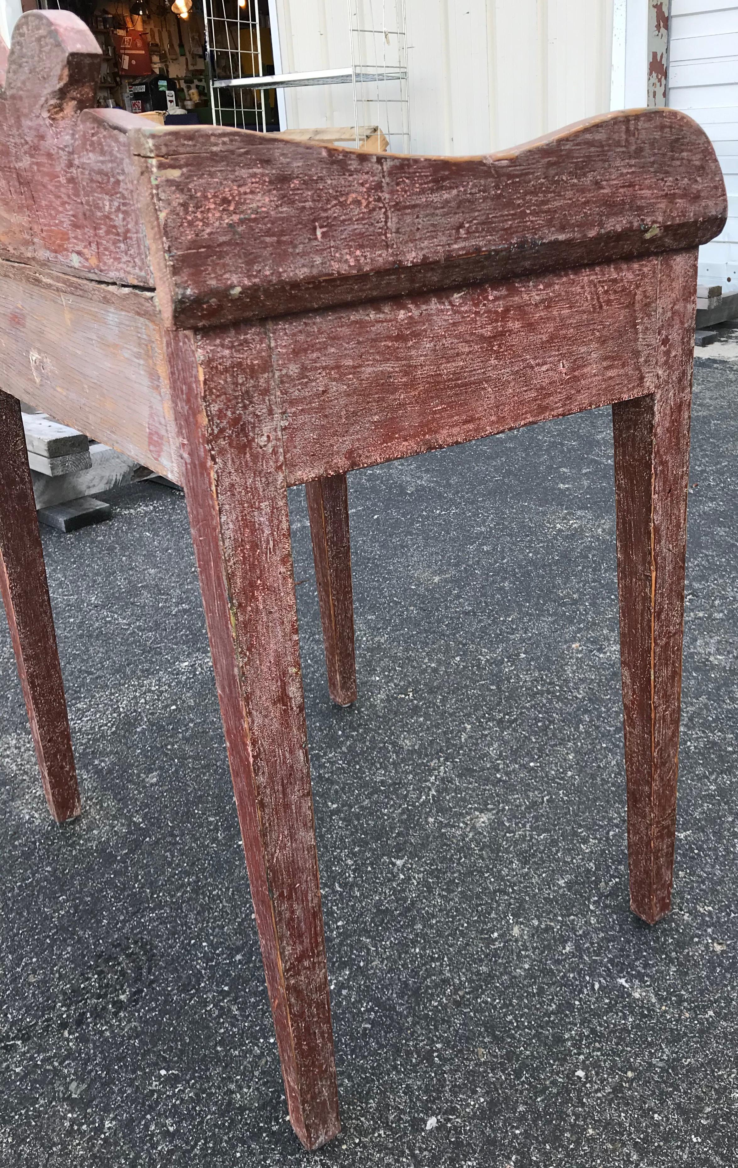 Mid-19th Century 19th Century Washstand with Shaped Backsplash in Old Red Paint
