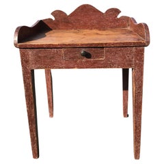Antique 19th Century Washstand with Shaped Backsplash in Old Red Paint