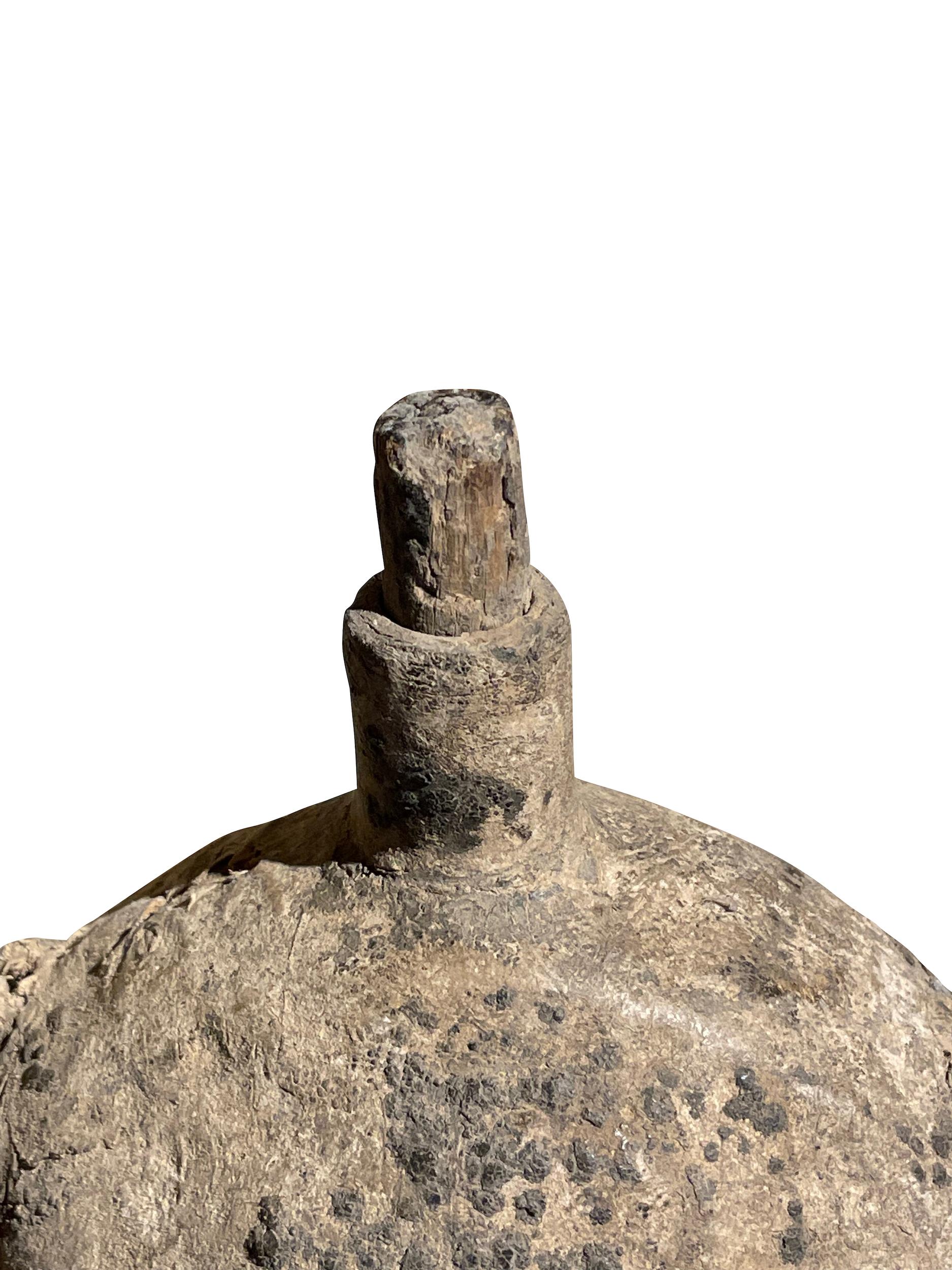 19th century Mongolia water vessel made from cowhide.
Beautiful aged natural patina.