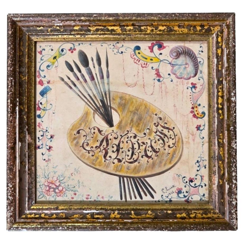 19. Jahrhundert Aquarell Künstler Palette im Angebot