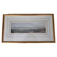 19th-century watercolor depicting Geneva and the Alps, including Mont Blanc