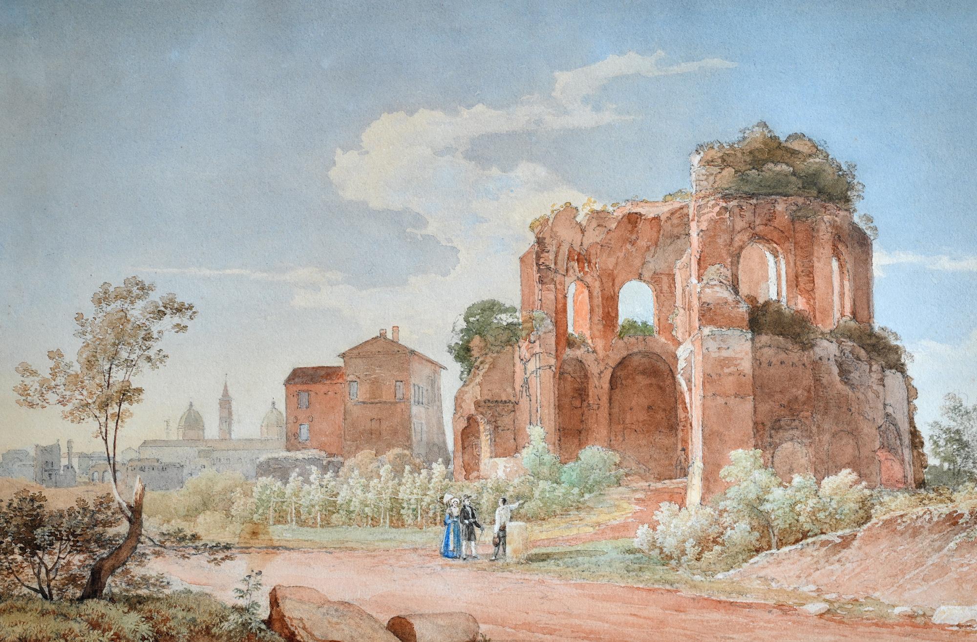 Watercolor of a Roman ruin Rome around 1849
In the background you can see the two towers at the Piazza del Popolo
Fine painting with lots of beautiful details and colors
The dimensions of the picture are 45.5 x 29.5cm without frame and 63 x 50cm