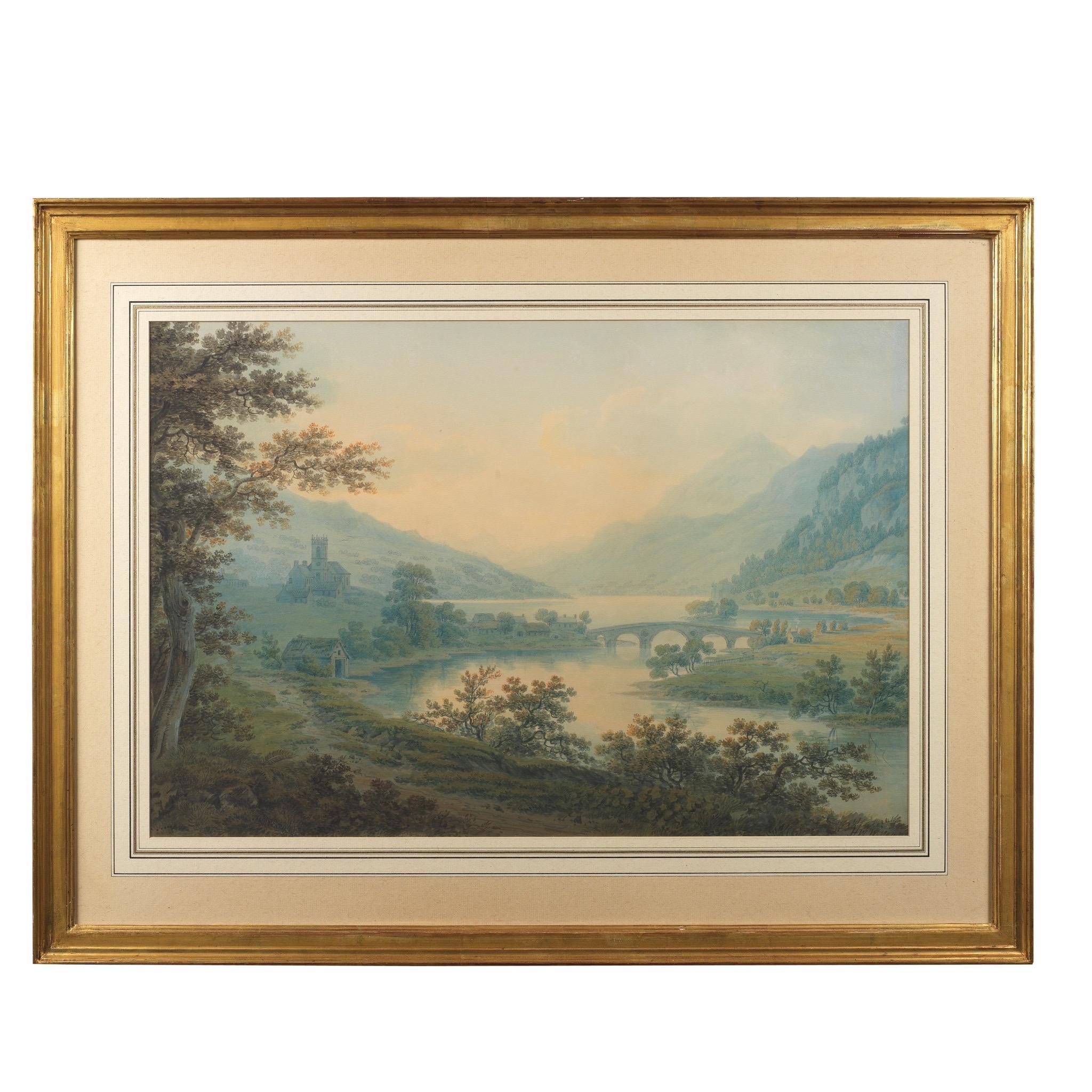 Watercolour of a Scottish Landscape Loch Tay by Grecian Williams, circa 1800 In Good Condition For Sale In London, GB