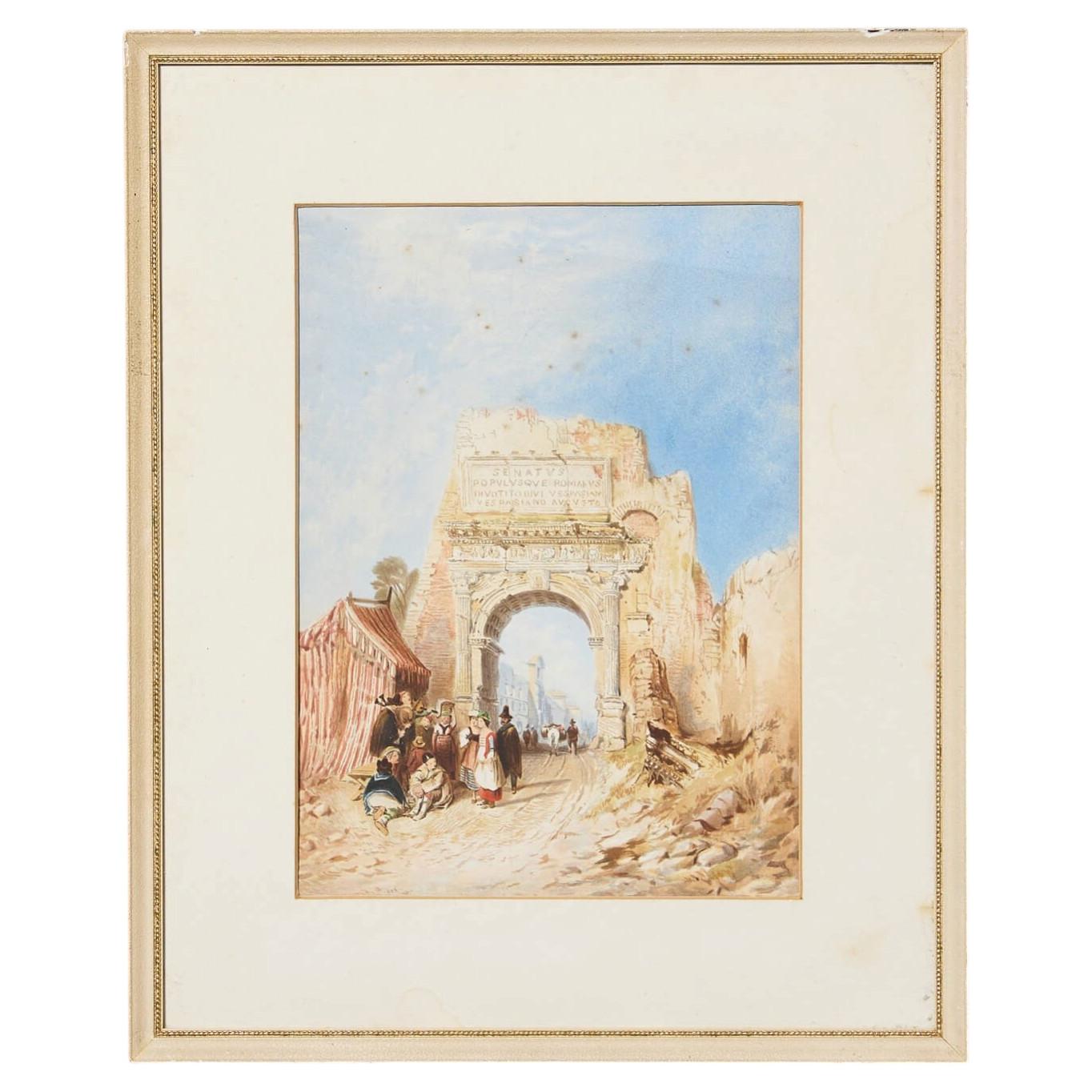 Aquarelle du 19e siècle représentant l'arc de Titus d'après Clarkson Frederick Stanfield en vente