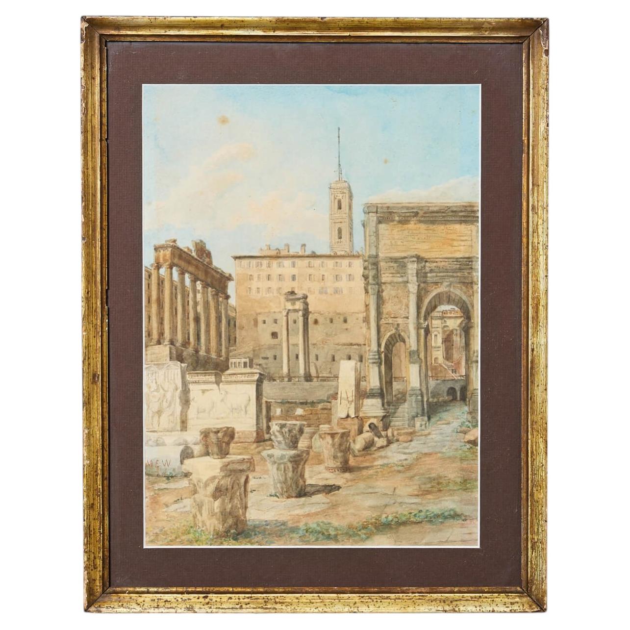 19th Century Watercolour of the Roman Forum