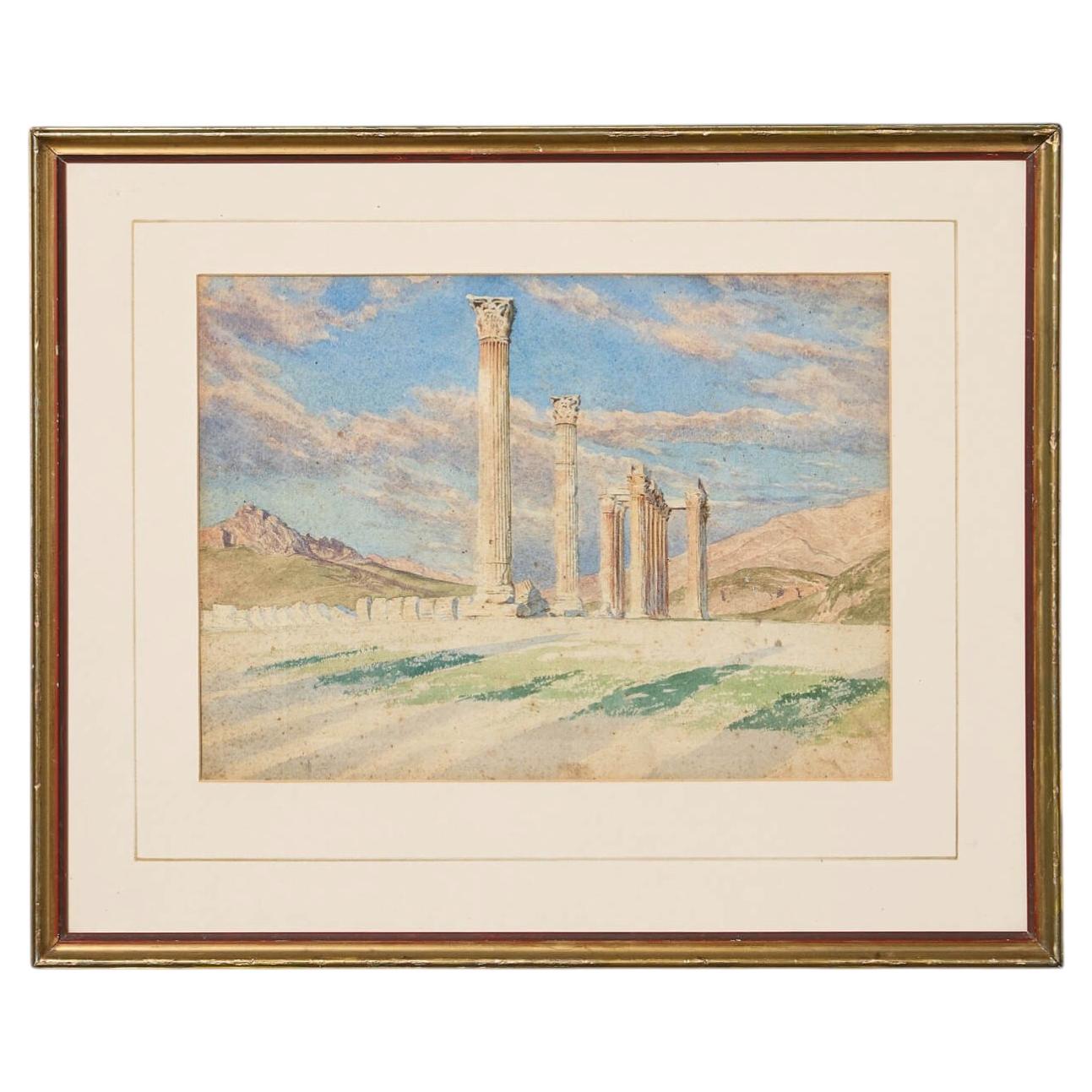 19th Century Watercolour of the The Temple of Olympian Zeus