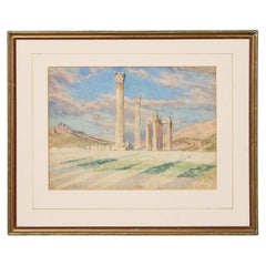 Acquerello del XIX secolo raffigurante il Tempio di Zeus Olimpico