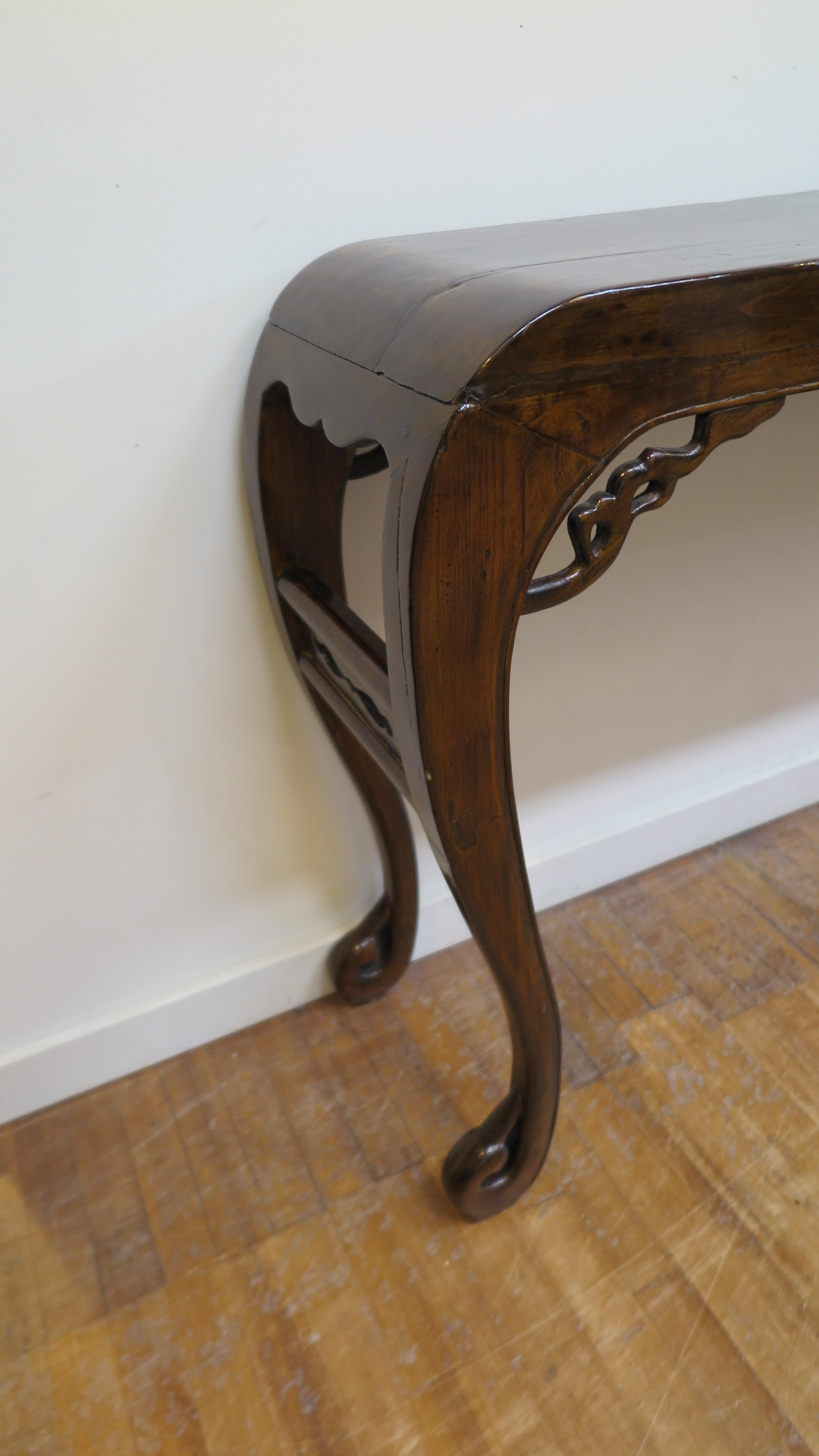 19th Century Waterfall Edge Console Table In Good Condition In New York, NY