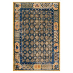 19th Century W.Chinese Ningxia Silk & Metal Carpet