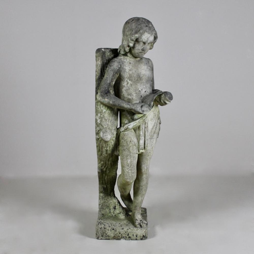 19th Century Weathered Carved Marble Figure of a Boy (Europäisch)