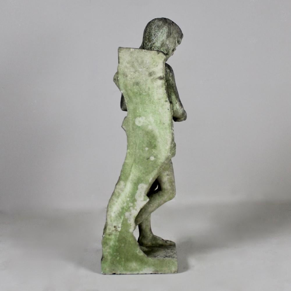 19th Century Weathered Carved Marble Figure of a Boy im Zustand „Gut“ in Shustoke, GB