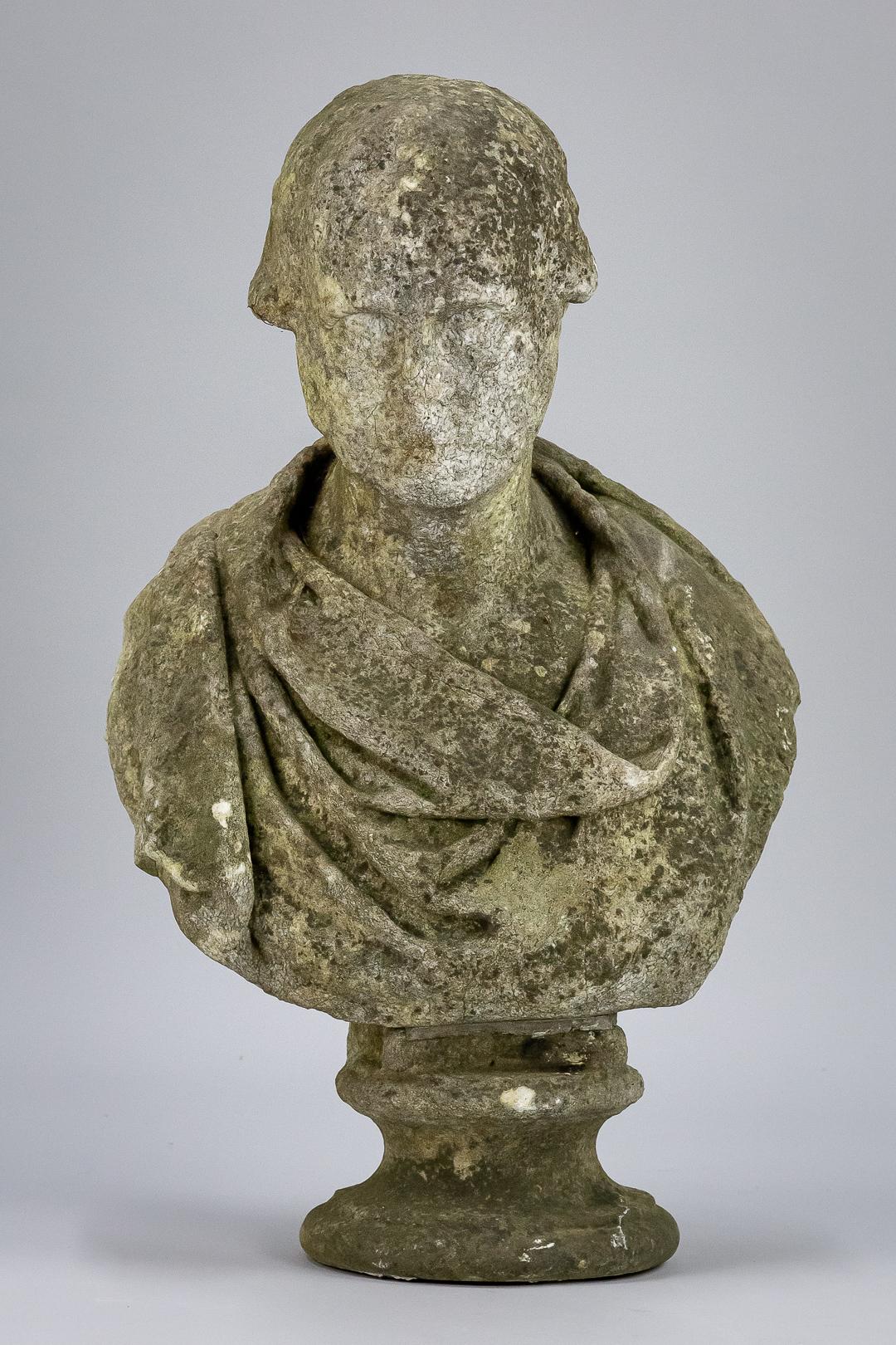 19th Century Weathered English Marble Bust 1